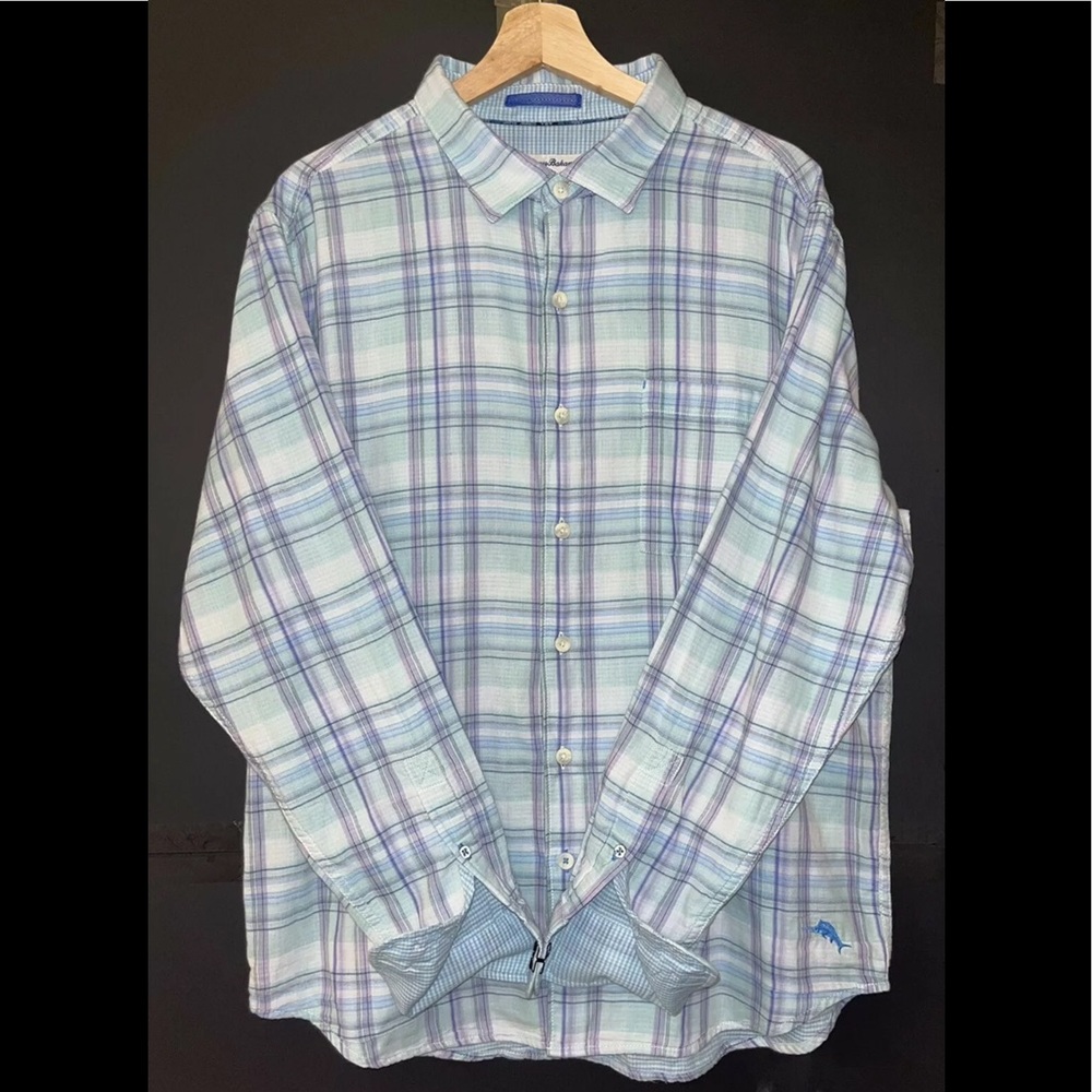 Tommy Bahama Button Down Shirt Mens Size XL Collared Long Sleeve Plaid